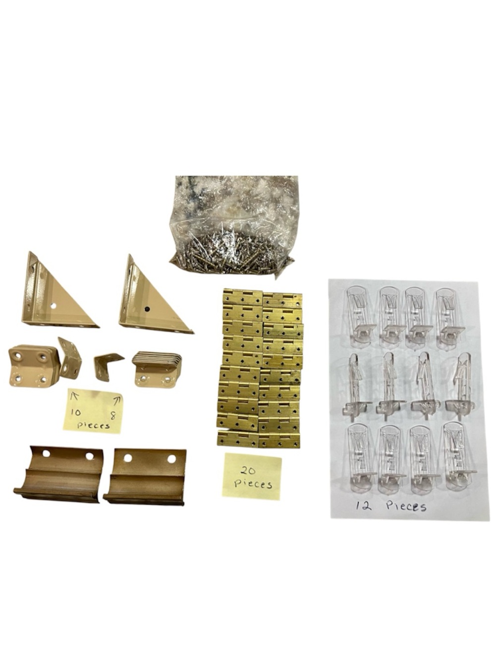 Vintage Brass-Tone Furniture & Cabinet Hardware Lot – Hinges, Brackets, etc.